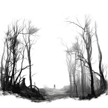 Haunted Forest Isolated On A Transparent Background, Generative Ai