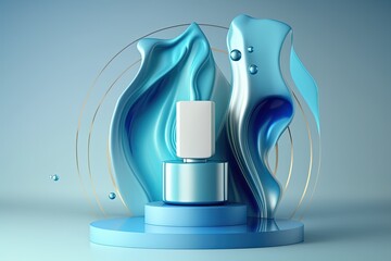 Fototapete - blue liquid bottle with swirling blue patterns. Generative AI