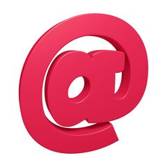 Poster - Pink email or at symbol design in 3d rendering
