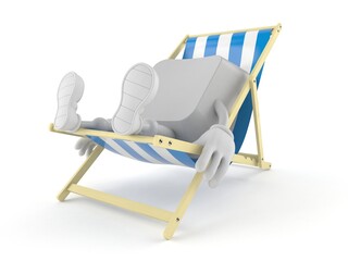 Poster - Computer key character lying on deck chair