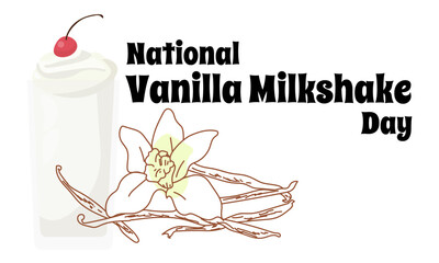 Wall Mural - National Vanilla Milkshake Day, idea for a horizontal poster, banner, flyer, postcard or menu design