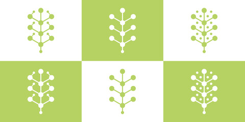 Abstract inspiration logo tree with technology style, leaf technology logo design