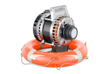 Poster - Starter with lifebuoy, 3D rendering