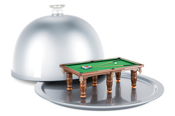 Poster - Restaurant cloche with billiard table, 3D rendering