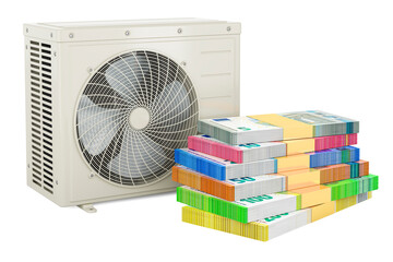 Canvas Print - Air conditioner, outdoor compressor unit with euro packs. 3D rendering