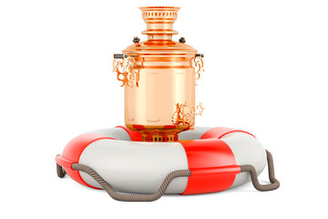 Poster - Brass Samovar with lifebelt. 3D rendering