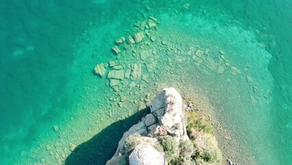 Wall Mural - aerial view of the bisentina island on the bolsena lake