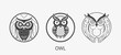 © serdjo13 - Modern abstract Owl logo template. Owl bird line art.