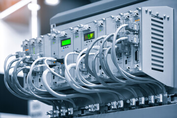 Poster - Network Cables Connected to Switch, network  technology concept