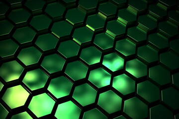 Abstract background formed from green hexagons , Glass green Pattern, Geometric  Crystals, Abstract