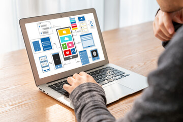 UX UI design process for modish mobile application and website . Creative prototype of wireframe for professional app developer .