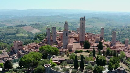 Wall Mural - aerial view of the medieval town of san gimignano tuscany