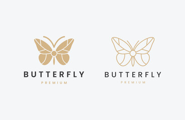 Wall Mural - butterfly logo vector monoline outline icon illustration