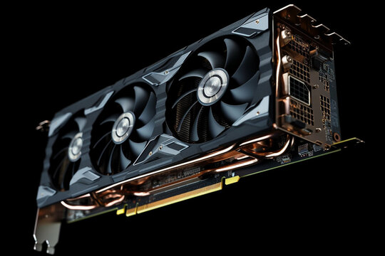 Computer and gaming GPU graphic card on a back background