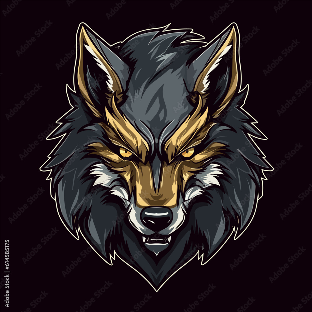 Wolf mascot sport logo design. Wolf animal mascot head vector illustration  logo. Tiger head emblem design for eSports team. Character for sport and  gaming logo concept. Black background. Stock Vector | Adobe, image size:1000x1000