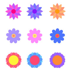 Poster - colorful flowers set. origami abstract flower icons. vector illustration. stock image.