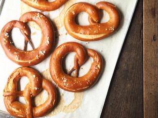 Wall Mural - dark brown baked homemade pretzels