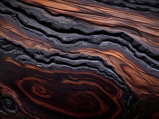 Abstract close up of an ebony wood log on plain background. Generative AI