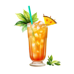 Wall Mural - tropical drink isolated on a transparent background, generative ai