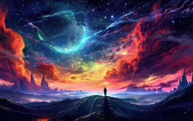 Wall Mural - colorful cosmic delight vibrant and captivating concept art.