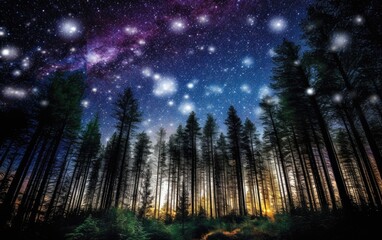 Wall Mural - Forest of Stars with the low light. 