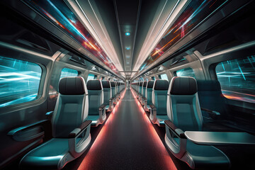 Poster - Futuristic Design High Speed Train Motion extreme closeup. Generative AI