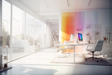 Poster - White Modern Office Interior extreme closeup. Generative AI