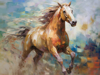 Wall Mural - An Impressionist Painting of a Horse | Generative AI