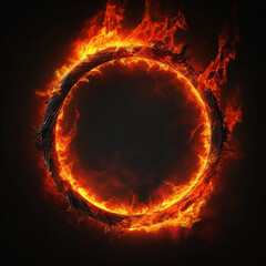 Ring of Fire on a Black Background Generative AI