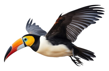 Wall Mural - Toucan Flying Isolated on Transparent Background - Generative AI
