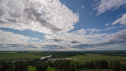 Wall Mural - white clouds floating in the sky and beautiful landscape. blue sky white clouds. puffy fluffy white 