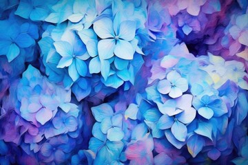 Blue and purple of Hydrangea flowers. Generative AI