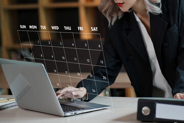 Poster - Highlight Reminder Appointment for the Calendar and the Organizer's Agenda Booking Meeting Appointment On Laptop Computer Online Reminder Schedule Event