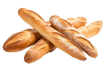 Baguette bread isolated on transparent background. Generative AI.