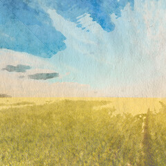 Wall Mural - in the fields, old retro background