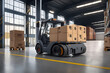 © wolfhound911 - Automated guided vehicle in warehouse logistic and transport. Generative AI