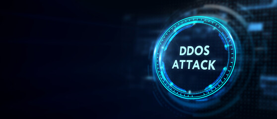 DDoS ATTACK inscription, online attack concept inscription, online security concept. 3d illustration