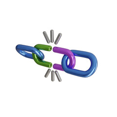 Poster - 3d Connected Chain. icon isolated on white background. 3d rendering illustration