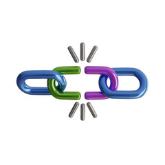 Poster - 3d Connected Chain. icon isolated on white background. 3d rendering illustration