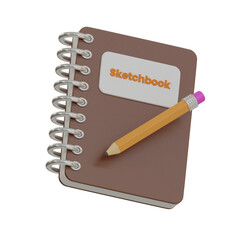 Poster - 3d Sketchbook. icon isolated on white background. 3d rendering illustration