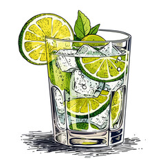 Gin and Tonic Colourful Illustration