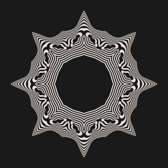 Poster - Symmetrical composition of wavy lines. Abstract element for design. Vector illustration. A pattern of deformed stripes.