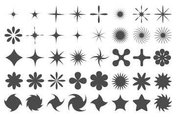 Wall Mural - y2k stars icons. retro graphic elements for design. modern rave symbols. abstract geometric stars sp