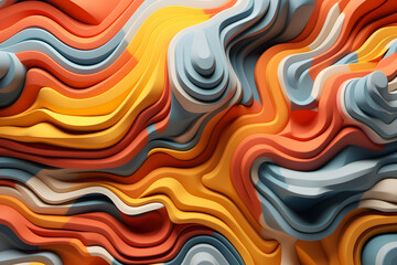 Wall Mural - abstract 3d background with waves