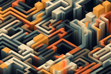 abstract 3D isometric maze background