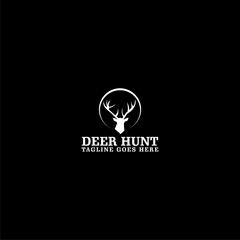 Poster -  Deer hunt logo template isolated on dark background