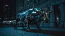 Iconic Charging Bull On Wall Street