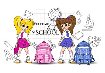 Wall Mural - children go to school