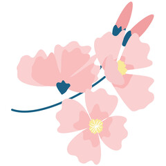 Minimal cute pink flower bunch bouquet clipart for card invitation decoration