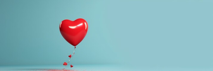 Beautiful banner Heart Valentines Day love image red ball. Background Generative Ai